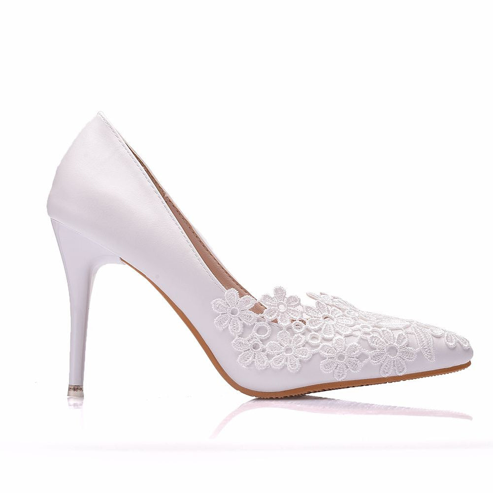 Funki Findz | Shoes | Women's White Lace Flower Wedding Shoe