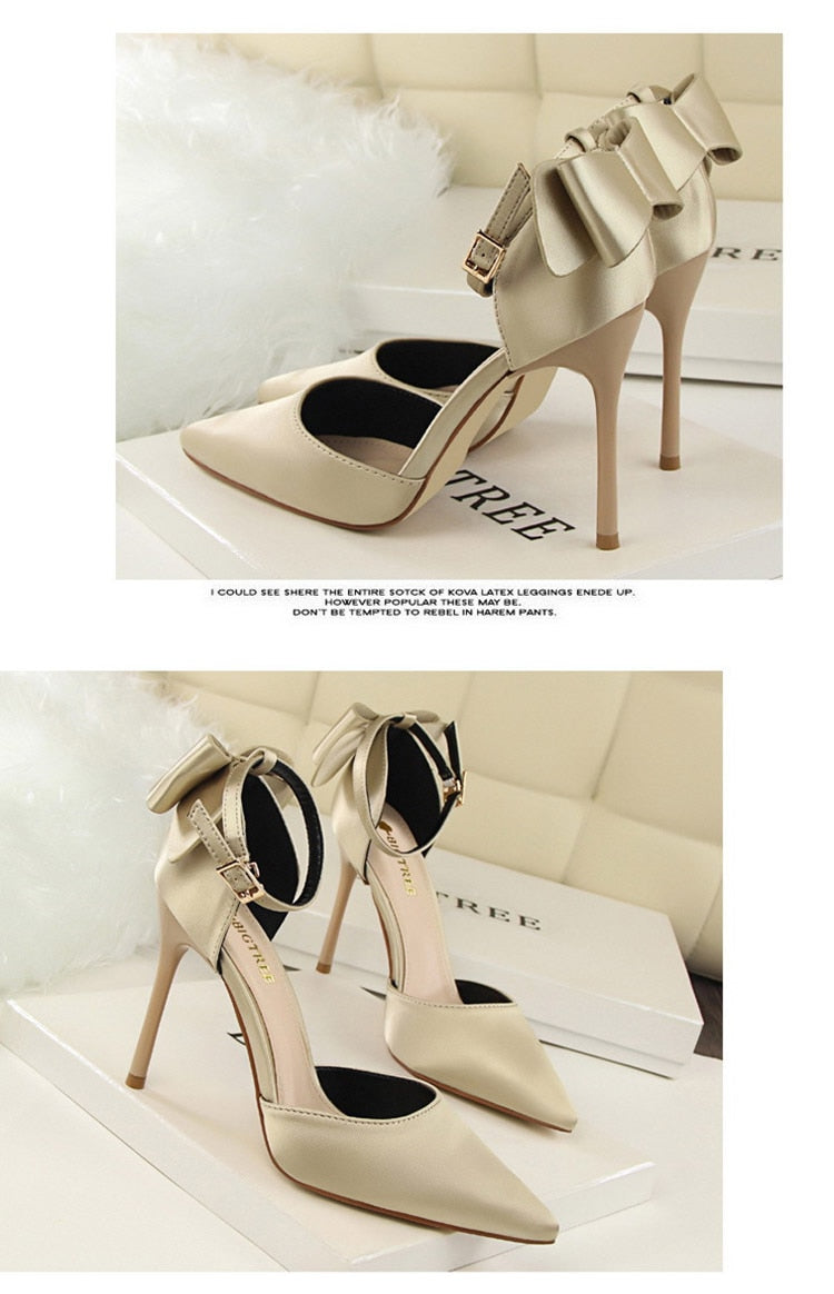 Funki Findz | Shoes | Women's Elegant Silk Bow Stiletto Pumps
