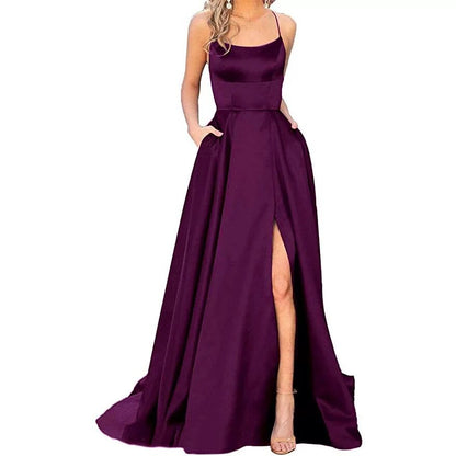 Funki Findz | Dresses | Women's Elegant Long Satin Prom Dress