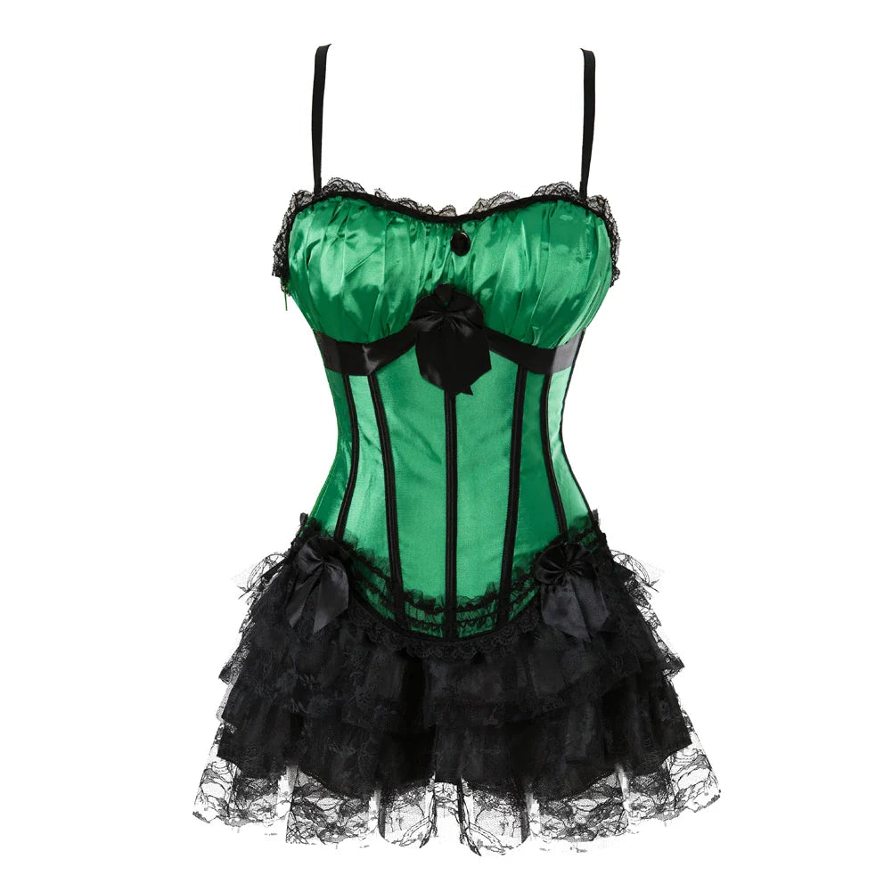 Funki Findz | Dresses | Women's Gothic Satin Lace Corset Dress