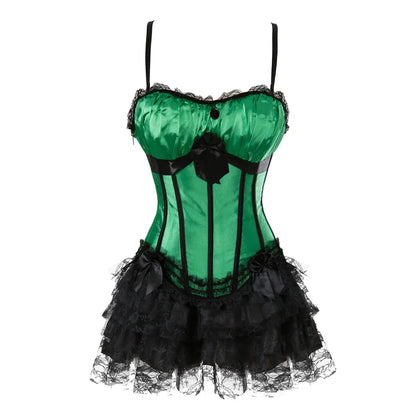 Funki Findz | Dresses | Women's Gothic Satin Lace Corset Dress