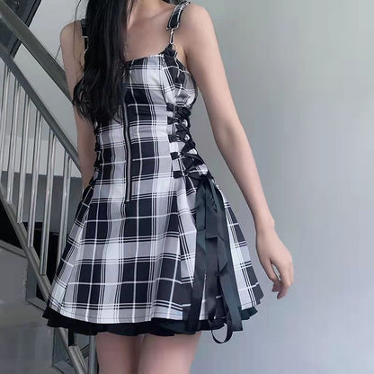 Funki Findz | Dresses | Women's Fairy Grunge Plaid Mini Dress