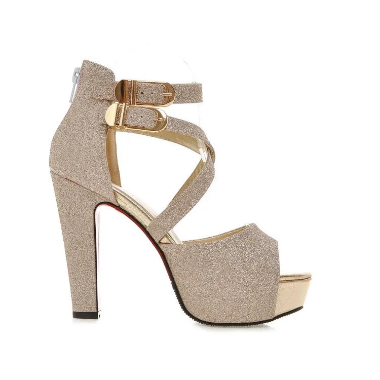 Funki Findz | Shoes | Women's Gold Glitter Platform Sandals