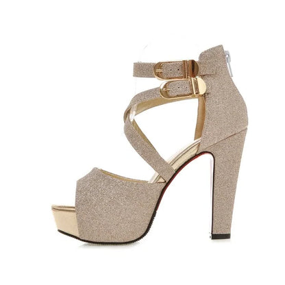 Funki Findz | Shoes | Women's Gold Glitter Platform Sandals