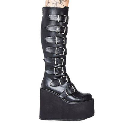 Funki Findz | Boots | Women's High Platform Wedge Buckle Boot