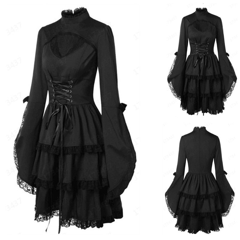 Funki Findz | Dresses | Women's Victorian Lace Up Goth Dress