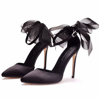 Funki Findz | Shoes | Women's Chiffon Bow Silk Bridal Stilettos