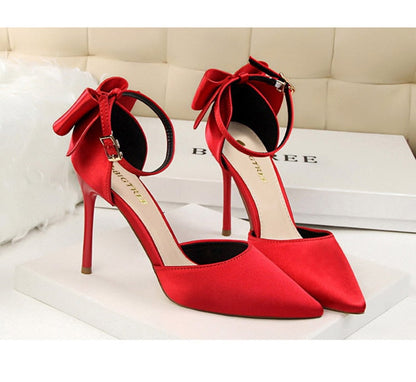 Funki Findz | Shoes | Women's Elegant Silk Bow Stiletto Pumps