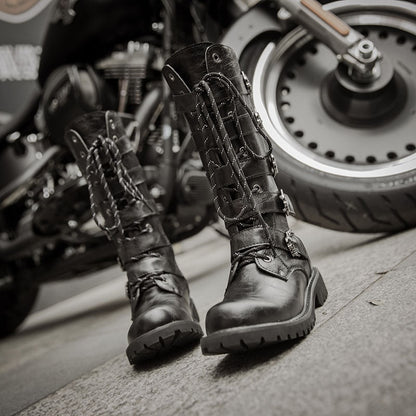Funki Findz | Boots | Men's Buckle Strap Mid-Calf Gothic Boots