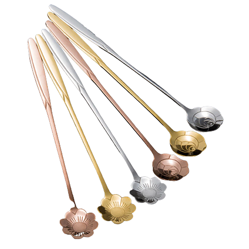 Funki Findz | Spoons |  Flower Spoons | Long Handle Spoons 4Pc