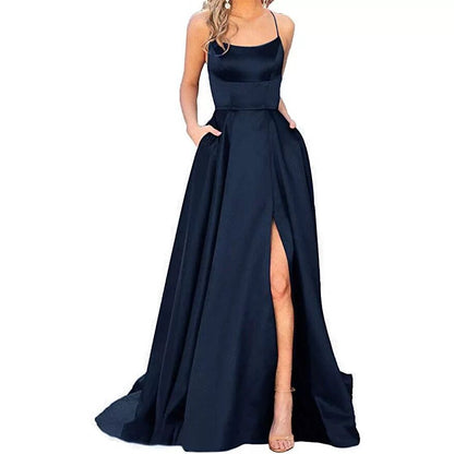 Funki Findz | Dresses | Women's Elegant Long Satin Prom Dress