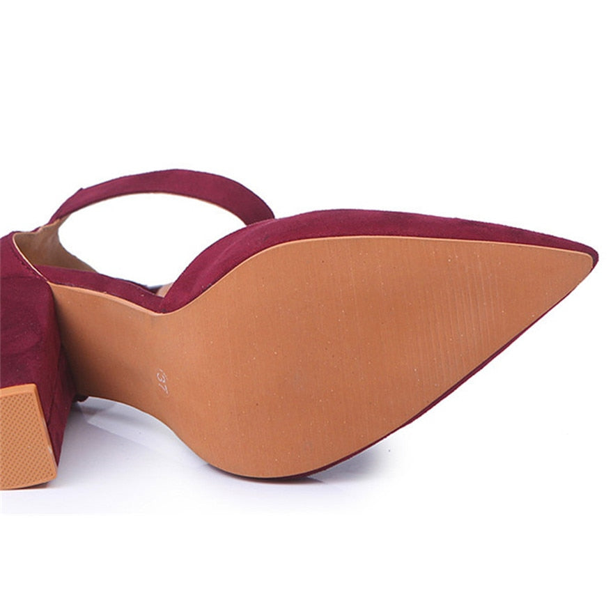 Funki Findz | Shoes | Women's High Block Heel Flock Party Shoe