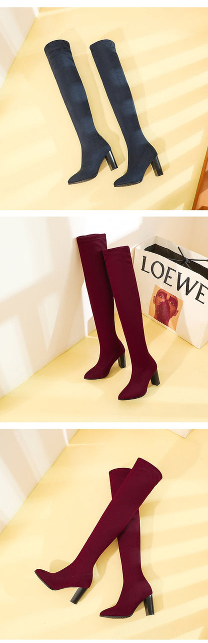 Funki Findz | Boots | Women's Over Knee High Block Heel Boots