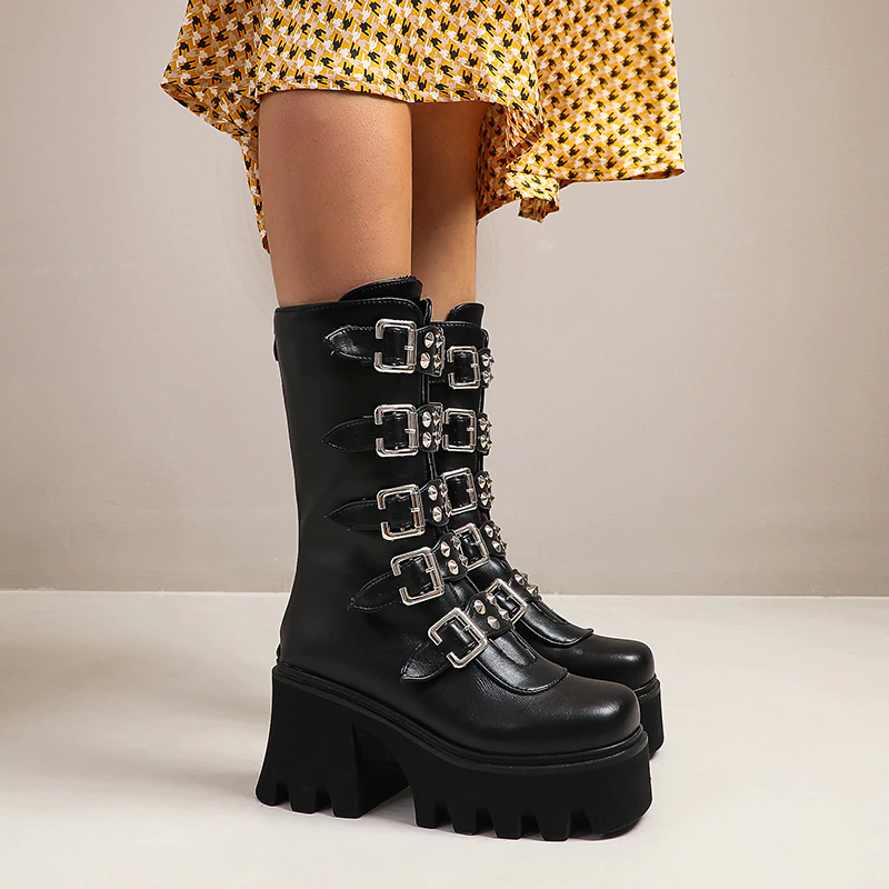 Funki Findz | Boots | Women's Platform Buckle Strap Wedges