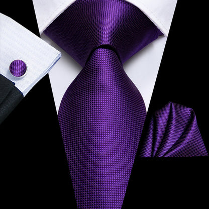Funki Findz | Neckties | Men's Purple Silk Wedding 3Pcs Tie Set