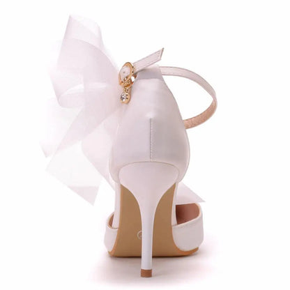 Funki Findz | Shoes | Women's Chiffon Bow Silk Bridal Stilettos