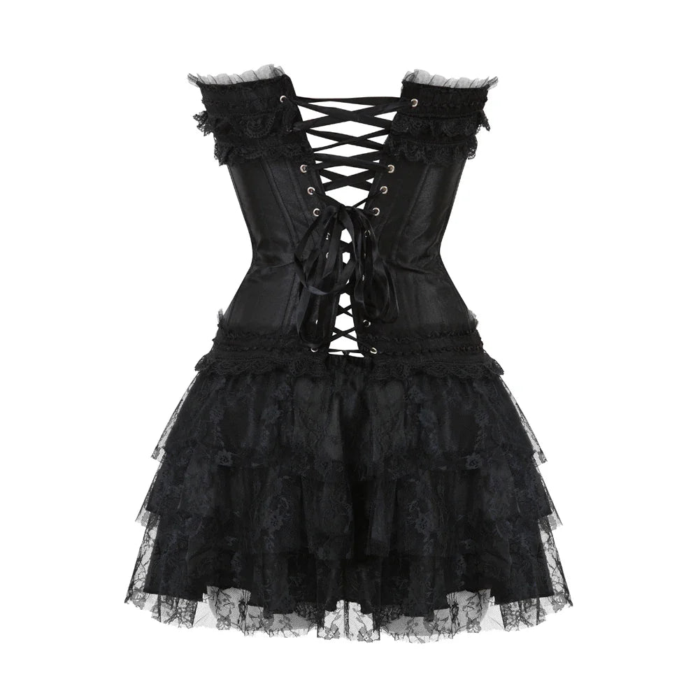 Funki Findz | Dresses | Women's Gothic Satin Lace Corset Dress