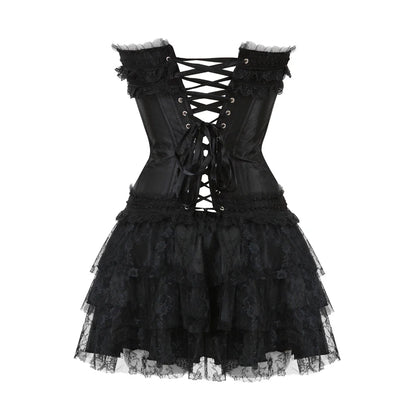 Funki Findz | Dresses | Women's Gothic Satin Lace Corset Dress