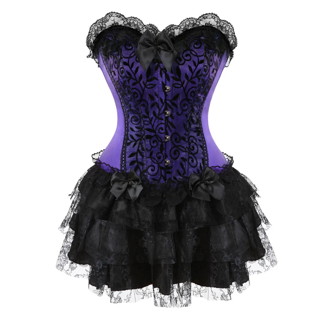Funki Findz | Dresses | Women's Gothic Satin Lace Corset Dress