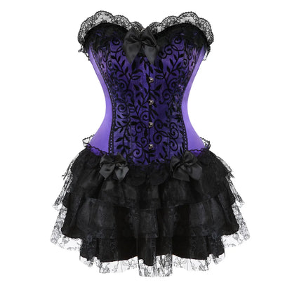 Funki Findz | Dresses | Women's Gothic Satin Lace Corset Dress