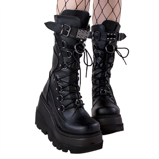 Funki Findz | Boots | Women's Punk High Platform Wedge Boots