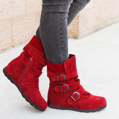 Funki Findz | Boots | Women's Buckled Suede Snow Ankle Boots