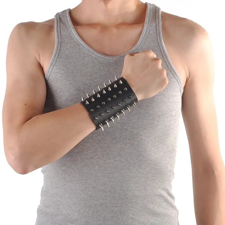 Funki Findz | Bracelets | Unisex Leather Spiked Wristband