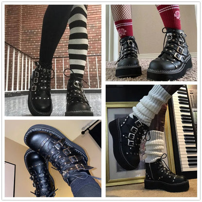 Funki Findz | Boots | Women's Platform Gothic Ankle Boots