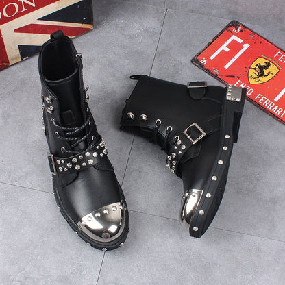 Funki Findz | Boots | Men's Leather Gothic Rivet Ankle Boots