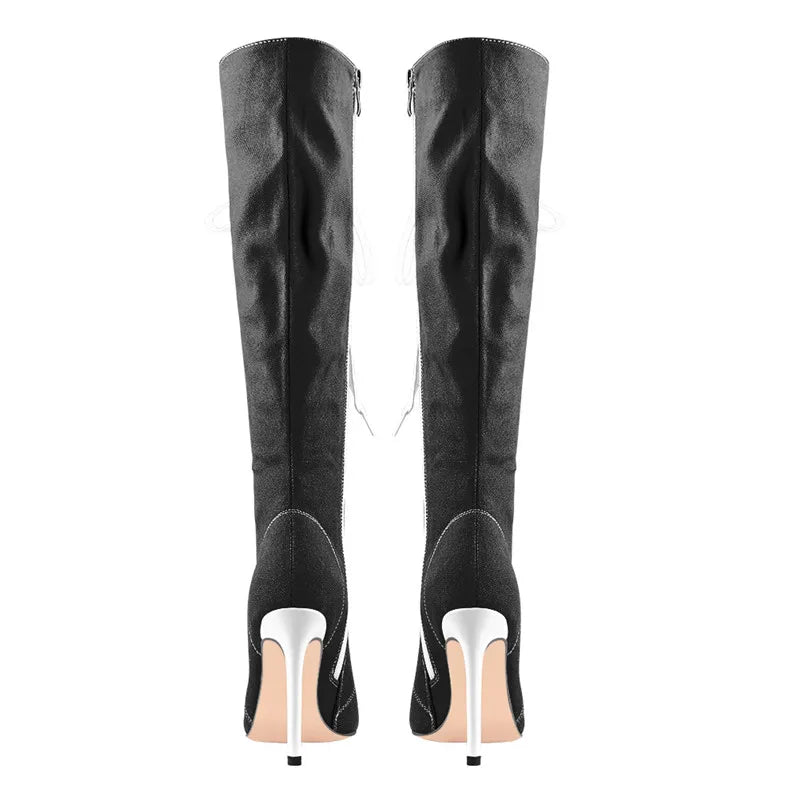 Funki Findz | Boots | Women's Lace Up Canvas Stiletto Boots