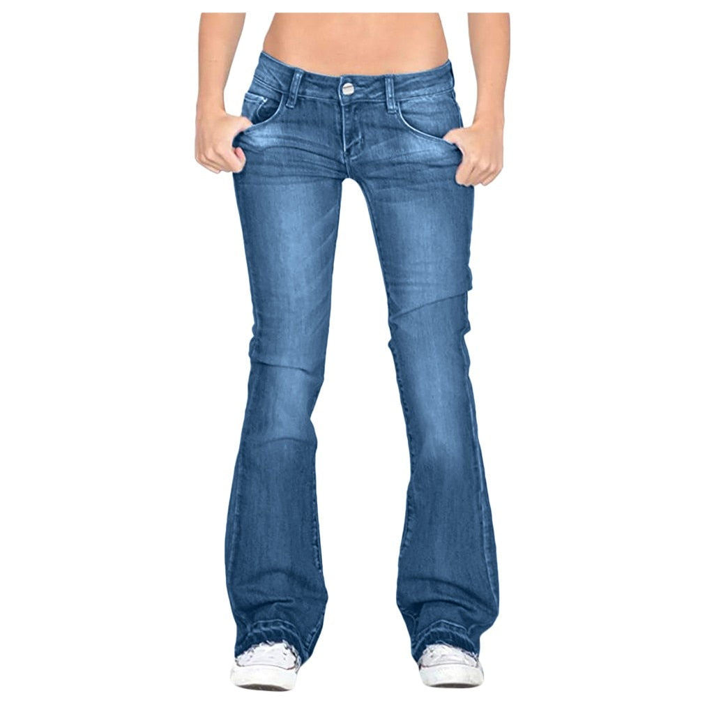 Funki Findz | Pants | Women's Flare Jeans | Mid Waist Bell Jeans