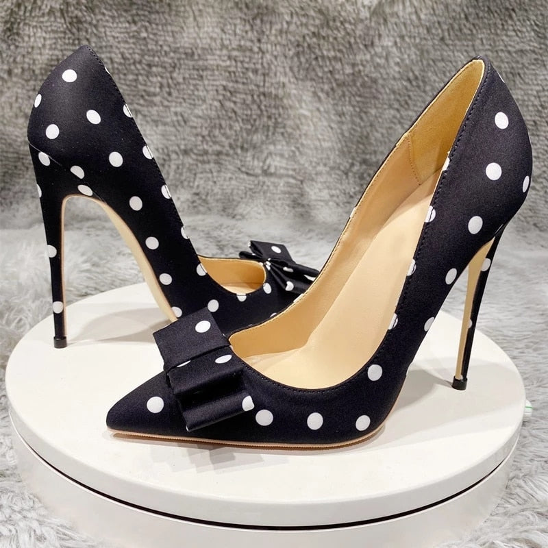 Funki Findz | Shoes | Women's Polka Dot Bowknot Satin Stilettos