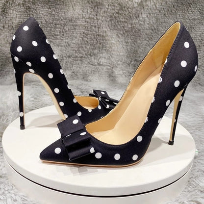 Funki Findz | Shoes | Women's Polka Dot Bowknot Satin Stilettos