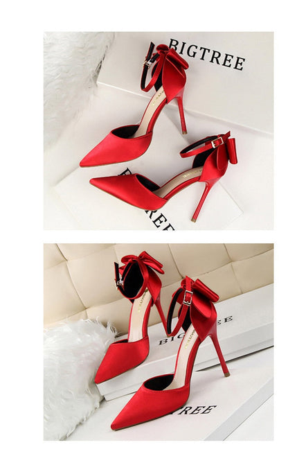 Funki Findz | Shoes | Women's Elegant Silk Bow Stiletto Pumps