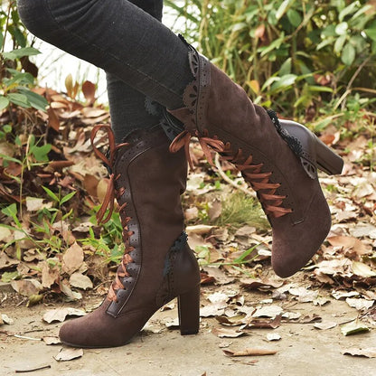 Funki Findz | Boots | Women's Steampunk Lace Top Granny Boot