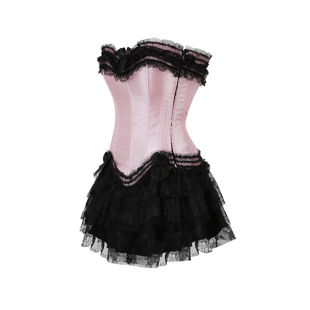Funki Findz | Dresses | Women's Gothic Satin Lace Corset Dress
