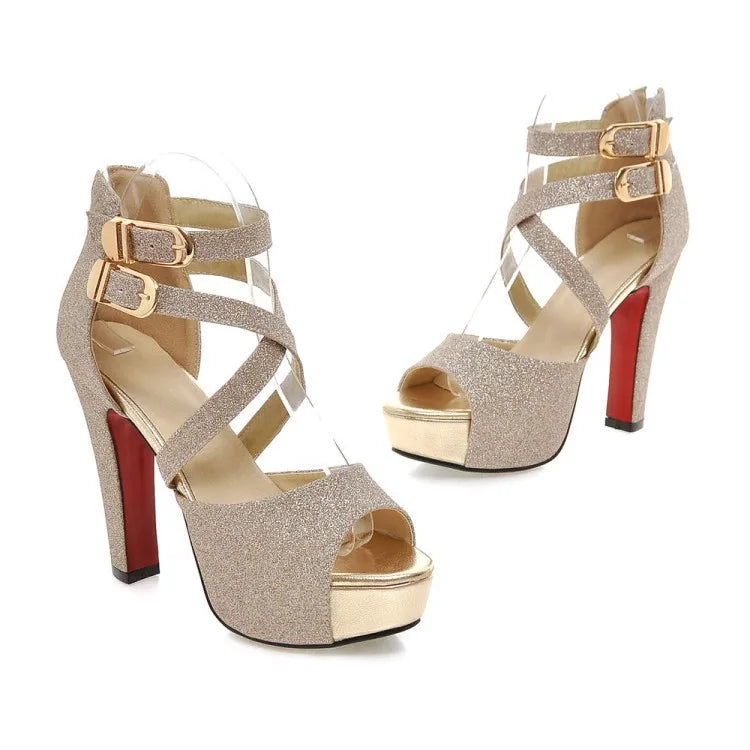 Funki Findz | Shoes | Women's Gold Glitter Platform Sandals