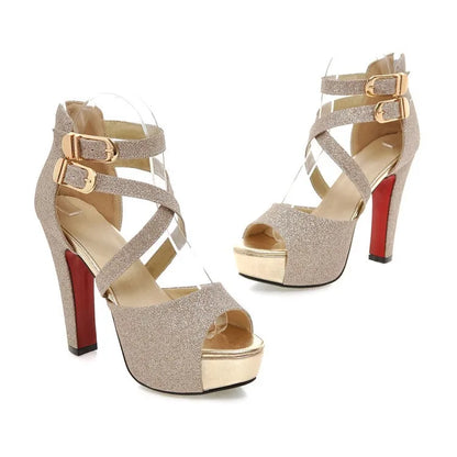Funki Findz | Shoes | Women's Gold Glitter Platform Sandals