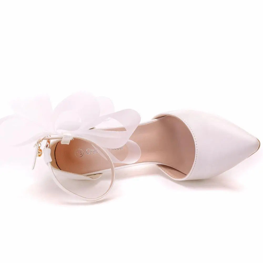Funki Findz | Shoes | Women's Chiffon Bow Silk Bridal Stilettos