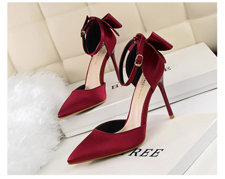Funki Findz | Shoes | Women's Elegant Silk Bow Stiletto Pumps