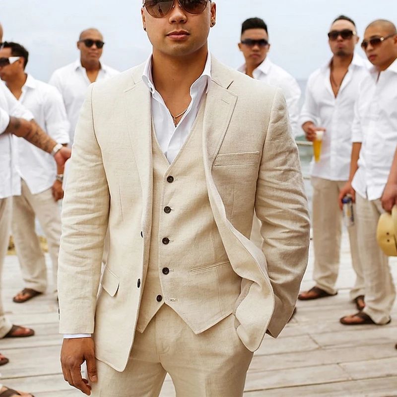 Funki Findz | Suits | Men's 3 Pcs Linen Summer Wedding Suits