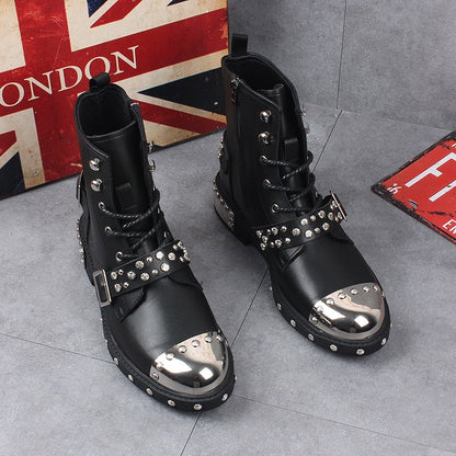 Funki Findz | Boots | Men's Leather Gothic Rivet Ankle Boots