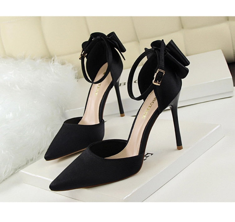 Funki Findz | Shoes | Women's Elegant Silk Bow Stiletto Pumps