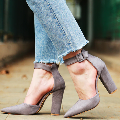 Funki Findz | Shoes | Women's High Block Heel Flock Party Shoe