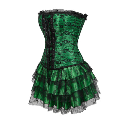 Funki Findz | Dresses | Women's Gothic Satin Lace Corset Dress
