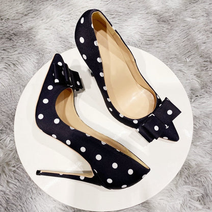 Funki Findz | Shoes | Women's Polka Dot Bowknot Satin Stilettos
