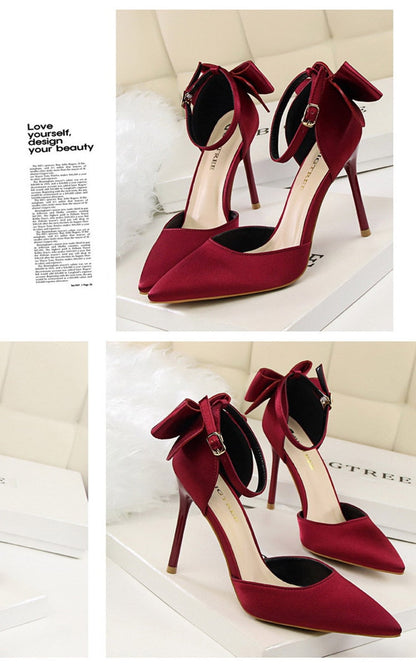 Funki Findz | Shoes | Women's Elegant Silk Bow Stiletto Pumps