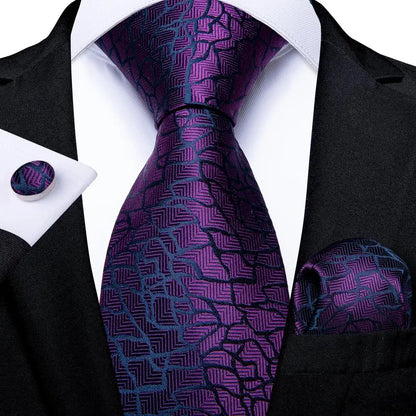 Funki Findz | Neckties | Men's Purple Silk Wedding 3Pcs Tie Set