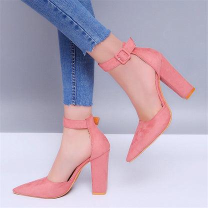Funki Findz | Shoes | Women's High Block Heel Flock Party Shoe