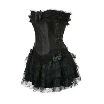 Funki Findz | Dresses | Women's Gothic Satin Lace Corset Dress